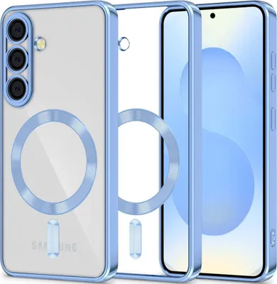 Produktbild von Handyhülle mit Kameraabdeckung für Galaxy S25, Tech-Protect MagFlex für MagSafe, Transparent und Blau