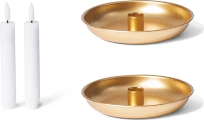 Produktbild von Novaliv 2x Kerzenständer 18cm GOLD Weihnachten candler holder Kerzenhalter Adventskranz Tafelkerzen Stabkerzenhalter modern scandic chic vintage Kerzenpick Kerzendorn Wohnzimmerdekoration