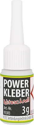 Produktbild von Petec Sekundenkleber Power Kleber blitzschnell Sekundenklebstoff 3g 93303