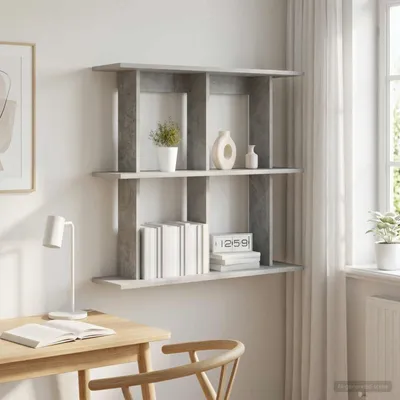 Obrázok produktu pre Maison Exclusive – Nástenná polica, držiak, betónová sivá farba, 80 x 20 x 75 cm, drevotrieska