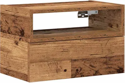 Zdjęcie produktu dla Wisząca szafka nocna, stare drewno, 45x26x28,5 cm