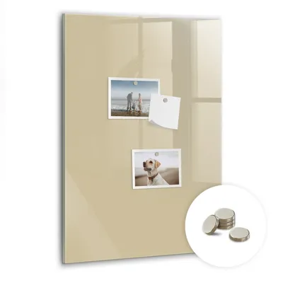Obrázek produktu pro Magnetická Tabule na Zeď Skleněná - Memo Board Kleněnou Přední Stranou - 5 magnetů v balení - - 40x60 cm - Béžová barva