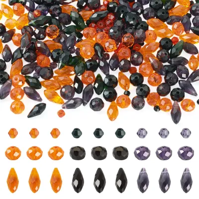 270 Glasperlen Orange, facettiert, 3 Formen, für Schmuck & DIY