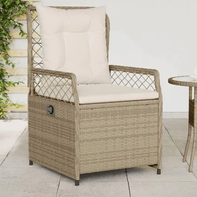 Image de vidaXL Fauteuil de jardin 2 pcs. Réglable Beige Poly Rattan