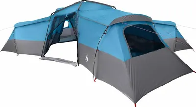 Image de Tente familiale vidaXL avec toit et espace de rangement, bleue, 833 x 585 x 216 cm, en taffetas