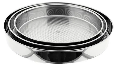 Zdjęcie produktu dla Zestaw blach do pieczenia ze stali nierdzewnej - 3-częściowy, Ø 32/36/40 cm w kolorze srebrnym