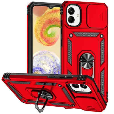 Obrázek produktu pro Pouzdro pro Samsung Galaxy A05 dvouvrstvé pouzdro s posuvným krytem kamery a prstencovým stojánkem červené