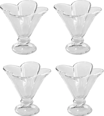 Produktbild von Intirilife 4er Set Eisschalen aus Glas - 12.2 x 11.2 cm - 4 x 150 ml - Eisgläser Eisbecher Dessertgläser mit Standfuß