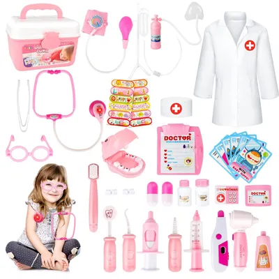 Imagen del producto de Maletín de médico para niños a partir de 3 años. Set de juego de dentista, color rosa