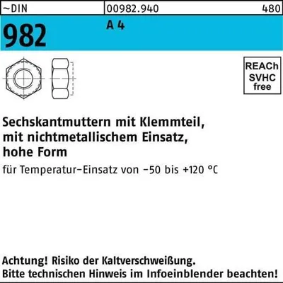 Produktbild von Reyher  Sechskantmuttern DIN 982 A 4 M 6 A 4 (100 Stück)