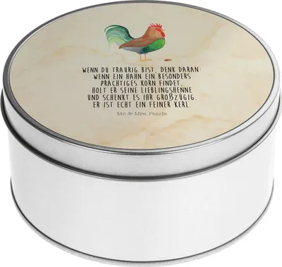 Produktbild von Mr. & Mrs. Panda Kaffeedose Hahn Korn - Vintage - Geschenk, keksdosen, Aufbewahrungsdose, Vorratsdosen, Natur, Blechdose, Eier, Keksdose, Bauernhof, Henne