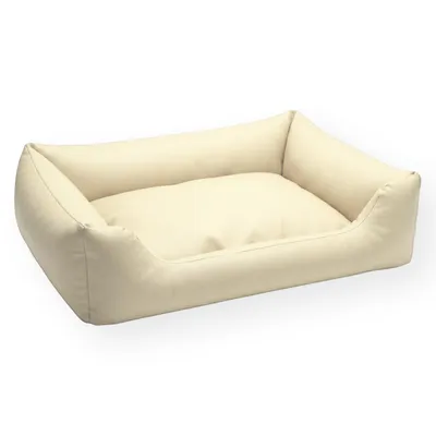 Produktbild von 4L Textil Mario Orthopädisches Hundebett aus Kunstleder Beige 120x90 cm Memory Foam Robust Wasserabweisend Für Große Hunde