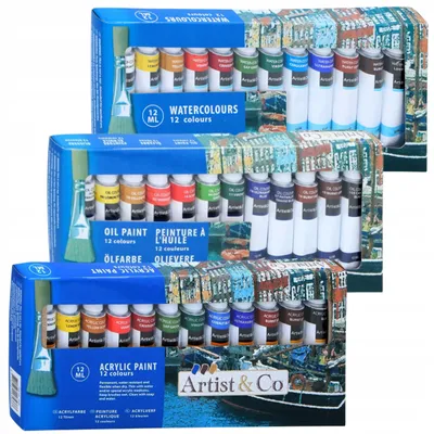 Produktbild von Artico Farbenset 36x12ml – Acryl-, Öl- & Aquarellfarben – Hochpigmentierte Künstlerfarben für Leinwand, Holz & Papier – Perfekt für Kunst & Hobby