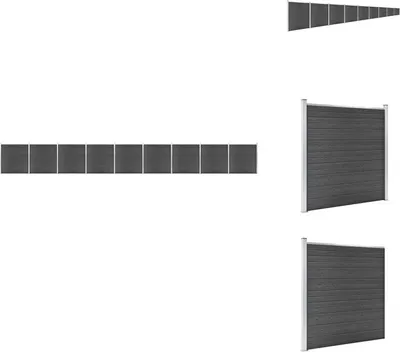 Produktbild von vidaXL Zaunelement Set WPC 1564x186 cm Schwarz -  Zaunfelder