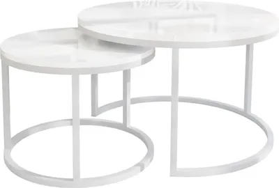 Produktbild von Runder Couchtisch CIRI 2in1 Hochglanz, Weiß / Weiß hochglanz