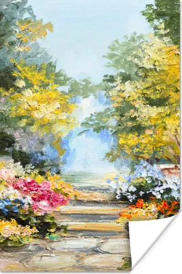 Produktbild von MuchoWow® Poster Malerei - Blumen - Natur - Ölfarbe 120x180 cm - Kunstposter