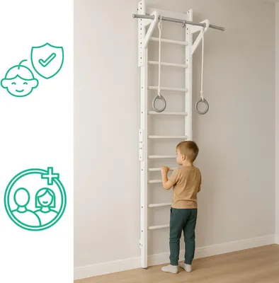 Image de Eco 1 espalier en blanc - kit échelle de gymnastique en bois
