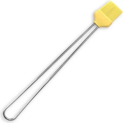Produktbild von Grillpinsel mit Edelstahlgriff 37,5 cm gelb / Küchenpinsel / Silikonpinsel / Backpinsel / Bratenpinsel / Pinsel /