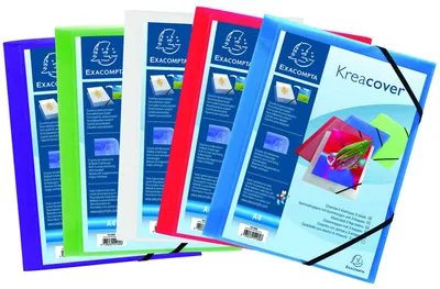 Image de Exacompta - Elastomap Exacompta KreaCover A4, 3 soufflets, PP, assortis | 5 pièces