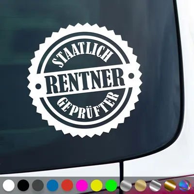 Produktbild von PantherPixel Rentner Aufkleber Senioren Rentnern Ruhestand Sticker Auto Geschenkidee Farbe Weiss