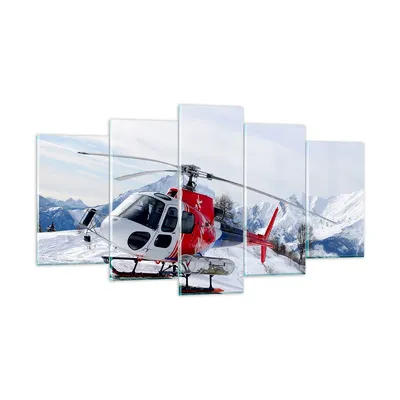 Produktbild von Bilder auf glas - Hubschrauber Berge Gipfel Winter - 160x85cm - Glasbilder - Wandbilder - Kunstdruck - zum Aufhängen bereit - Wanddekoration aus Glas - Glas Bilder - Wandbild auf Glas - GEA160x85-1572