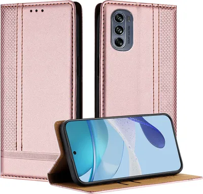 Produktbild von Handyhülle für Motorola Moto G62 5G Leder Flip Klappbare Schutzhülle mit Standfunktion Pink