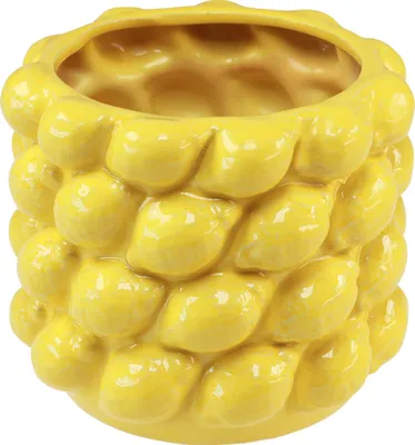 Produktbild von Zitronenvase Gelb Keramik Übertopf Tropisch Ø17cm H15cm