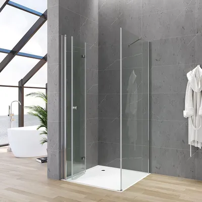 Produktbild von Duschkabine 75x120x187 cm Faltbare Dusche mit Seitenwand Klarglas Chromoptik