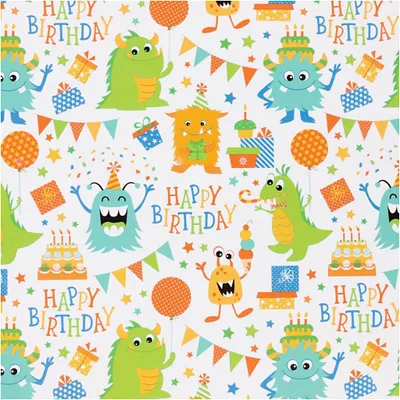 Produktbild von Creativ Company Geschenkpapier, Geburtstag, B: 50 cm, 80 g, fröhliche Farben, 100 m 1 Rolle