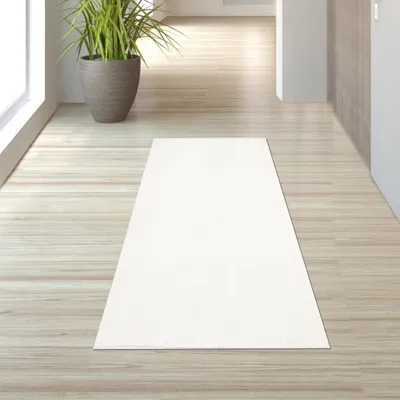 Immagine prodotto di Tappeto monocolore per soggiorno, lavabile e di facile manutenzione, dal design moderno, color crema - Dimensioni: 80 x 150 cm