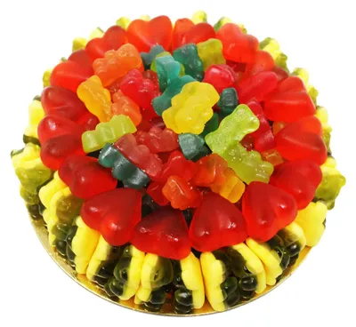 Produktbild von Fruchtgummi Waldmeister Wackelpudding Torte mit Vanillesoße 600g