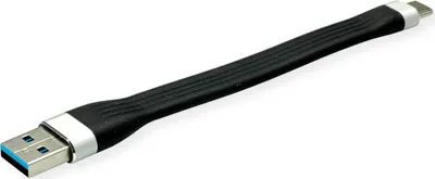 Produktbild von ROLINE USB 3.2 Gen 1 Silikonkabel, USB A-C, ST/ST, schwarz, 11 cm
