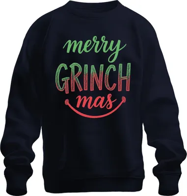 Produktbild von merry GRINCH mas Weihnachten Lustig Grinch Geschenk Familie Spaß Uni Sweatshirt Pullover, Navy, M