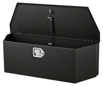 Produktbild von Anhängerkupplungsbox, 914 x 314 x 305 mm Stahl-Anhängerkupplungs-Werkzeugkasten, robuster Aufbewahrungsorganizer mit Schloss und Schlüsseln, Werkzeugkasten für Pickup-Ladefläche, Wohnmobil, SUV, Geländewagen, schwarz