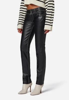 Image de Pantalon en cuir pour femme Jeans en cuir Ricano SKINNY - noir-coutures claires / S