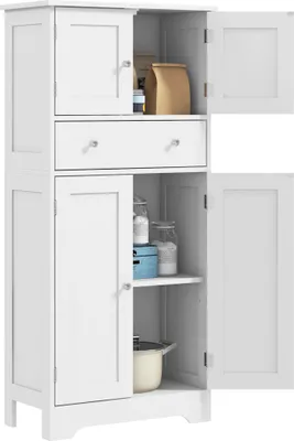 Produktbild von ZMH Küchenbuffet mit Schränken verstellbaren Einlegeböden und einer Schublade 60 x 30 x 128 cm Weiß