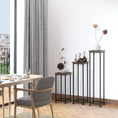 Zdjęcie produktu dla Outsunny zestaw 3 stojaków na rośliny Sztaplowany stołek na kwiaty na balkon ogrodowy