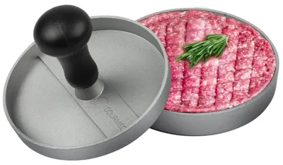 Immagine prodotto di Pressa per hamburger in alluminio fuso con rivestimento antiaderente + 50 fogli di carta antiaderente - pressa per hamburger, pressa per hamburger, macchina per hamburger GOURMEO