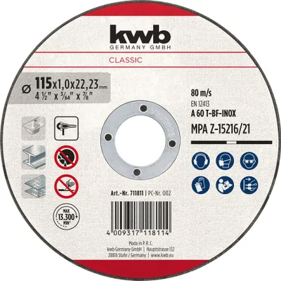 Immagine prodotto di Disco da taglio KWB, 711811, 115x1,0 mm