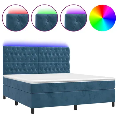 Produktbild von vidaXL Boxspringbett mit Matratze & LED Dunkelblau 160x200 cm Samt