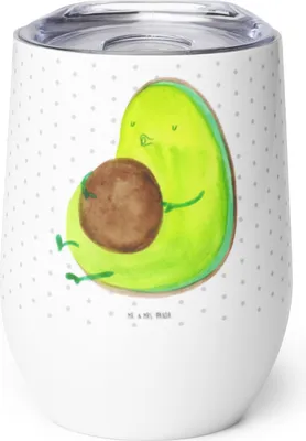 Produktbild von Mr. & Mrs. Panda Thermo Becher Avocado Pfeifen - Weiß - Geschenk, Abnehmen, kaffee tasse, Thermobecher, thermosbecher, Ernährung, Weinbecher, glühweinbecher, Schwanger