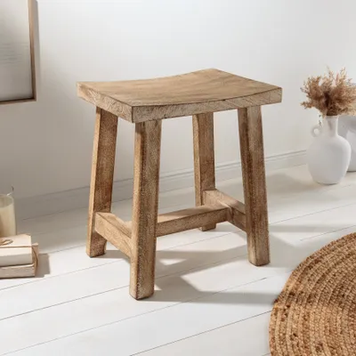 Produktbild von riess-ambiente Massivholz Hocker FINCA 40cm beige Mango Handarbeit Shabby Chic Nachttisch Fußhocker Beistelltisch