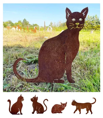 Produktbild von Sitzende Katze Gartenfigur 47x45cm aus Edelrost