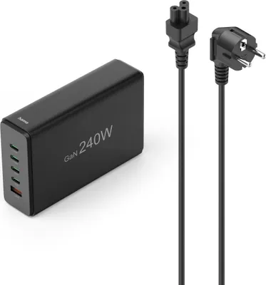 Produktbild von USB-Ladestation 5 Ports, GaN, Schnellladegerät, 4xUSB-C, 1xUSB-A, PD, 240 W (00201977)