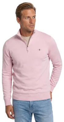Produktbild von Gant Half-Zip-Pullover einfarbig rosa normale Passform Baumwolle
