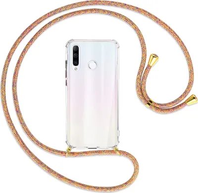 Produktbild von Handykette Backcover-Schutzhülle mit Band (Metall goldfarben) für Huawei P30 Lite - Rainbow