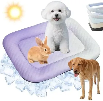 Produktbild von Yagerod Kühle 3D-Kühlmatte für Hunde & Katzen – Kühlmatte Selbstkühlend Katze, Atmungsaktiv, Kühlende Noppen & Waschbar, Ideal für Heiße Tage & zu Hause(Lila,L)