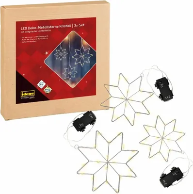 Produktbild von LED Kristallsterne 3er 15/17/20cm ww 6hTimer, 3er Set Kristallsterne