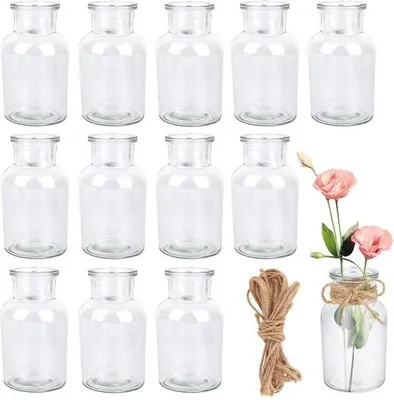 Productafbeelding van Famanu Mini-vaasjes, 12 stuks - 125 ml, met jutekoord