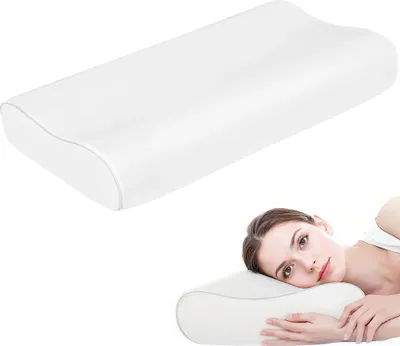 Produktbild von Zervikales Nackenkissen - Orthopädisches Kissen - Memory Foam - Ergonomisch - Doppelhöhe - Abnehmbarer, waschbarer Bezug - Für Seiten- & Rückenschläfer
